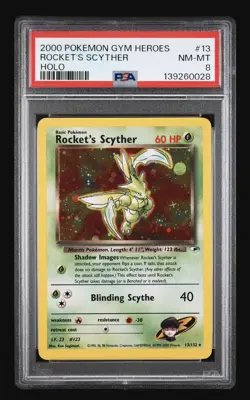Pokemon 2000 Gym Heroes Rocket's Scyther Holo #13 PSA 8 NM-MT WOTC Vintage - Image 1