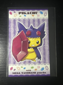 Pikachu with Mega Yamirami Sableye Poncho 2015 Pokemon XY Promo Business Card - Image 1