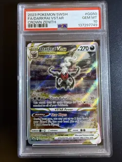 2023 POKEMON SWORD & SHIELD CROWN ZENITH #GG50 FULL ART/DARKRAI VSTAR PSA 10 - Image 1