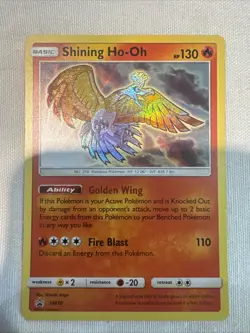Pokemon TCG Shining Ho-Oh SM70 Holo Card Light Play Near Mint - Image 1