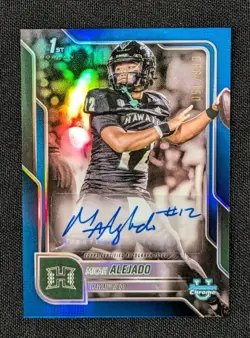 2025 Bowman Chrome University 1st Micah Alejado AUTO BLUE REFRACTOR /150 Signed - Image 1