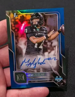 2025 Bowman Chrome University 1st Micah Alejado AUTO BLUE REFRACTOR /150 Signed - Image 5