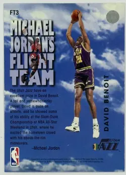 1993-94 Upper Deck Michael Jordan's Flight Team David Benoit #FT3 Utah Jazz - Image 2