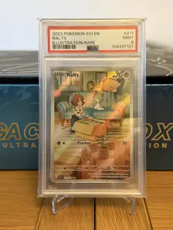 Pokemon TCG Ralts 211/198 Illustration Rare - Scarlet & Violet PSA 9 Graded - Image 1