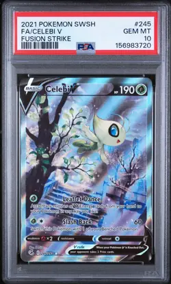 2021 POKEMON SWORD & SHIELD FUSION STRIKE #245 FULL ART/CELEBI V PSA 10 - Image 1