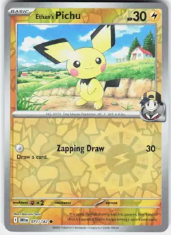 Ethan's Pichu 071/182 Common Destined Rivals Pokemon Reverse Holo Near Mint - Image 1