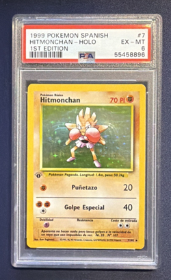 Base Set 1st Edition Spanish Hitmonchan SPANISH PSA 6 HOLO (8896) 7/102 Pokemon - Image 1
