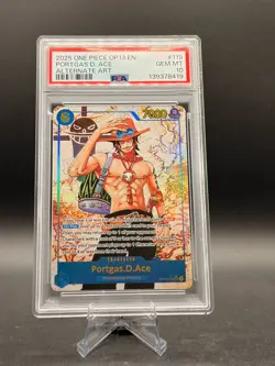 2025 ONE PIECE OP13-CARRYING ON HIS WILL PORTGAS D ACE #119 ALTERNATE ART PSA 10 - Image 1