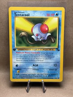 1995, 96, 98 Pokemon Card 1st Edition **Tentacool** - Fossil Set 56/62 - Common - Image 1