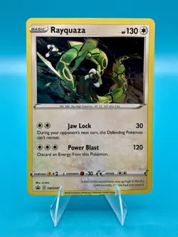 Pokemon TCG 2020 Rayquaza SWSH029 Holo Rare Black Star Promo LP - Image 1