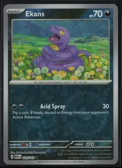 Ekans 023/165 Pokemon 151 Common Near Mint Reverse Holo Card - Image 1