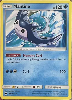 Mantine - 58/214 - Lost Thunder Pokemon 2018 - Image 1
