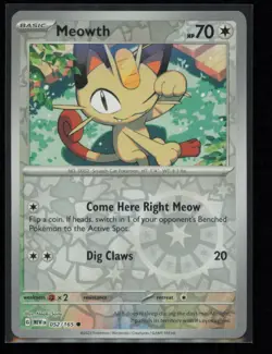 Meowth 052/165 Pokemon 151 Common Near Mint Reverse Holo - Image 1