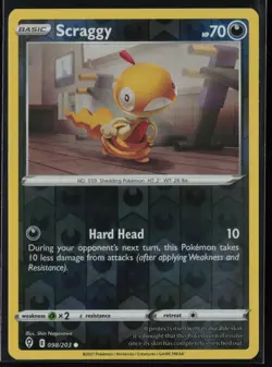 Scraggy 098/203 Pokemon Evolving Skies Common Near Mint Reverse Holo - Image 1