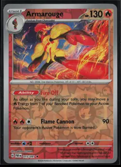 Armarouge 015/091 Pokemon Paldean Fates Rare Near Mint Reverse Holo - Image 1