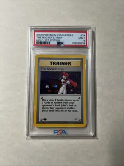 2000 POKEMON GYM HEROES HOLO-1ST EDITION #19 THE ROCKET'S TRAP PSA 9 - Image 1