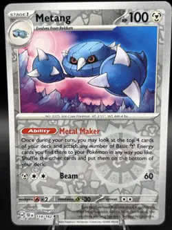 Pokemon TCG - Metang - 114/162 - Temporal Forces - Reverse Holo - Image 1