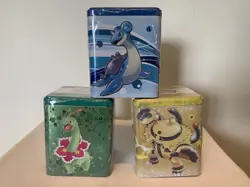Pokemon TCG 2022 Stacking Tins Water Lightning Grass NEWFactory Sealed Set Of 3 - Image 1