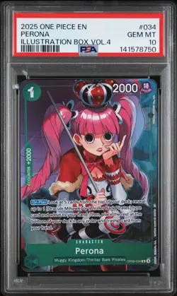 2025 ONE PIECE PROMOS 034 PERONA ILLUSTRATION BOX VOL.4 PSA 10 GEM MINT - Image 1