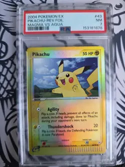 2004 Pokemon Team Magma Aqua Pikachu Reverse Holo 43 PSA 7 - Image 1