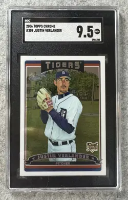 2006 Justin Verlander RC Topps Chrome #309 Rookie Tigers - SGC 9.5 Mint+ - Image 1