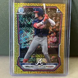 Owen Carey 2026 Bowman Chrome 1st Bowman Gold /50 Mojo Refractor BCP-69 Braves - Image 2