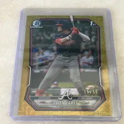 Owen Carey 2026 Bowman Chrome 1st Bowman Gold /50 Mojo Refractor BCP-69 Braves - Image 4