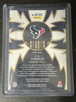 2023 Panini Select C.J. Stroud Rookie Patch Sparks Prizm RC /10 #SP-CST Texans - Image 2