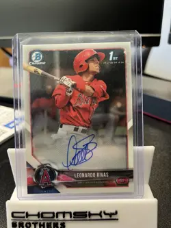 2018 1st Bowman Chrome Auto Leonardo Rivas Los Angeles Angels Topps - Image 1