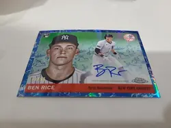2025 Topps Chrome Platinum Anniversary /99 Ben Rice RC Auto Blue Toile - Image 1