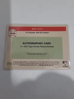 2025 Topps Chrome Platinum Anniversary /99 Ben Rice RC Auto Blue Toile - Image 2