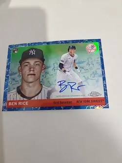 2025 Topps Chrome Platinum Anniversary /99 Ben Rice RC Auto Blue Toile - Image 4