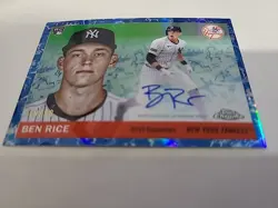 2025 Topps Chrome Platinum Anniversary /99 Ben Rice RC Auto Blue Toile - Image 5