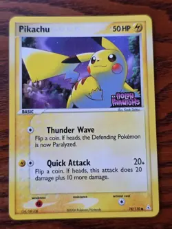 Pikachu Reverse Holo Stamp - 2006 Pokemon TCG Card EX Holon Phantoms 78/110 - NM - Image 1