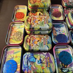 18 Prismatic Evolutions Mini Tins FULL set, Art Card + Coin NO CARDS Empty - Image 3