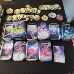 18 Prismatic Evolutions Mini Tins FULL set, Art Card + Coin NO CARDS Empty - Image 5