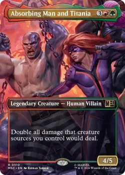 MTG Absorbing Man and Titania Borderless 510 R Commander: Marvel Super Heroes NM - Image 1