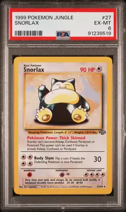 Snorlax #27 Pokemon Jungle PSA 6 EX-MT Unlimited WOTC Vintage - Image 1