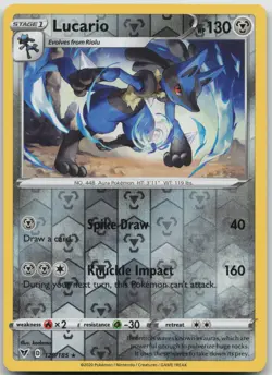 Lucario 120/185 Rare Vivid Voltage Pokemon Reverse Holo Near Mint A - Image 1
