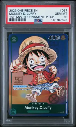 2023 One Piece Promos Monkey D. Luffy 1st Anv Tournament-Ptcp PSA 10 #037 - Image 1