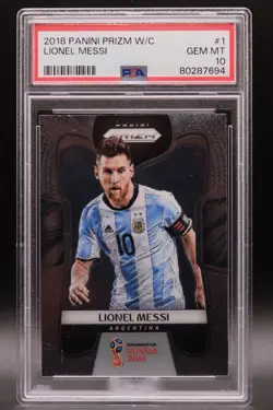 Panini 2018 Prizm World Cup Lionel Messi #1 PSA 10 Argentina Soccer Card - Image 1