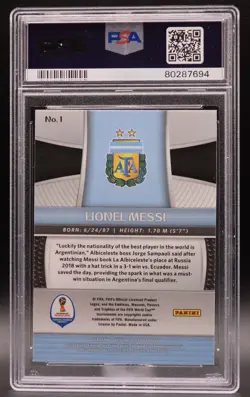 Panini 2018 Prizm World Cup Lionel Messi #1 PSA 10 Argentina Soccer Card - Image 2