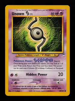 Unown [S] 87/105 Unlimited Common Neo Destiny Pokemon Cards - Image 1