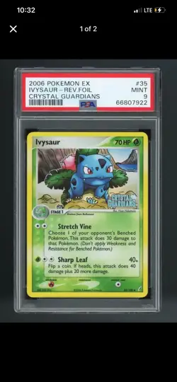 PSA 9 Ivysaur 35/100 Reverse Foil Stamped Crystal Guardians Pokemon Card MINT - Image 1