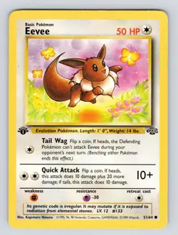 Pokemon Card Eevee Jungle 1st Edition Set Common 51/64 MP - Image 1