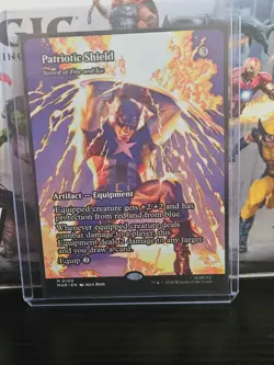 MTG Marvel Super Heroes Sword of Fire and Ice (Patriotic Shield) Borderless - Image 1