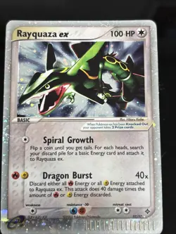 Pokemon Rayquaza ex 100 HP Ultra Rare Holo EX Dragon 97/97 2003 Damaged - Image 1