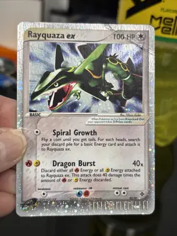 Pokemon Rayquaza ex 100 HP Ultra Rare Holo EX Dragon 97/97 2003 Damaged - Image 2