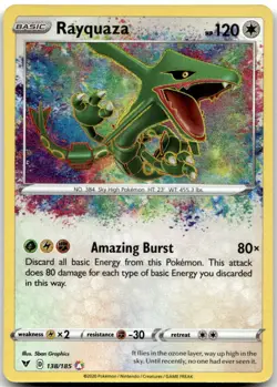 Rayquaza 138/185 Amazing Rare Vivid Voltage Near Mint - Image 1