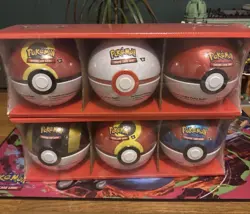 6x Pokemon TCG Poke Ball Tins Sealed Bundle Mixed Costco 3 pack x2 - Image 1